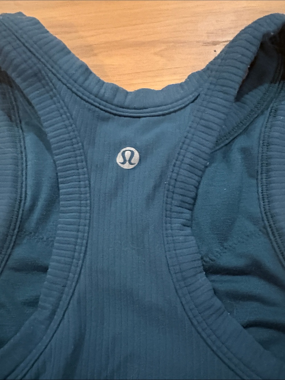 Women Ribbed Racerback Tank Top - Teal - Picture 2 of 4